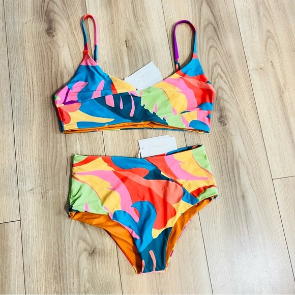 L*Space High Tide Multicolor Tropical Bikini Set size DD/Large - Picture 3 of 8